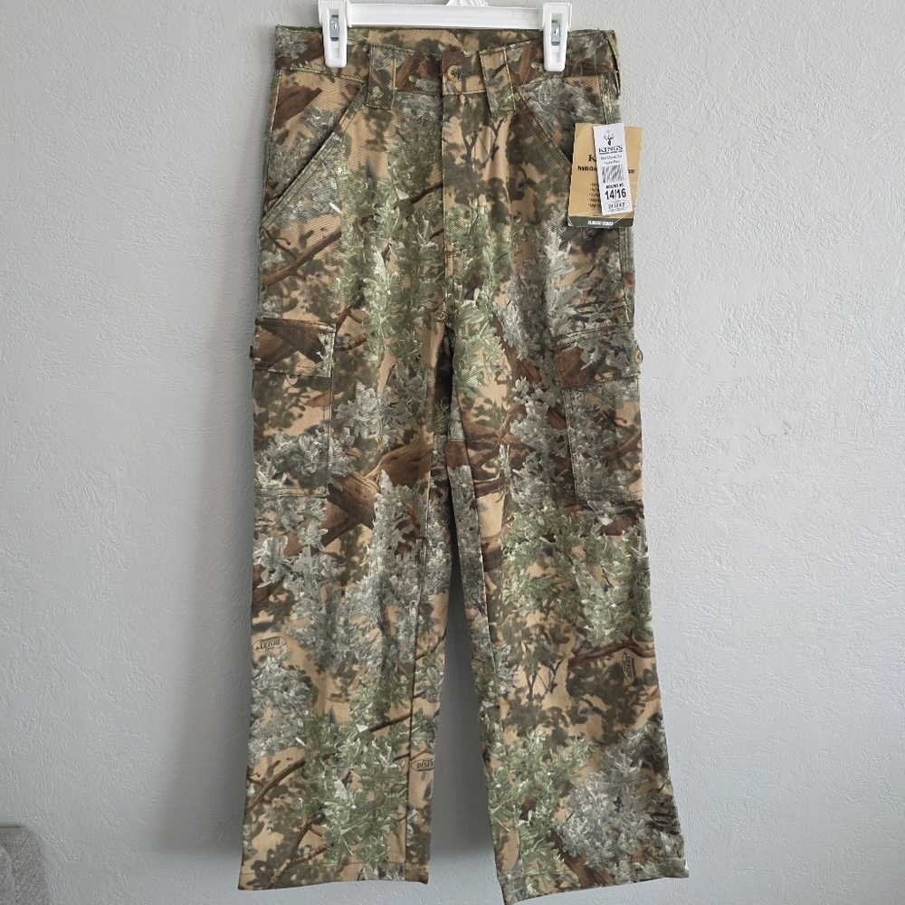 King's Desert Youth Boys Classic 6 Pocket Camo Hunting Camo Pants Size 14-16 NEW